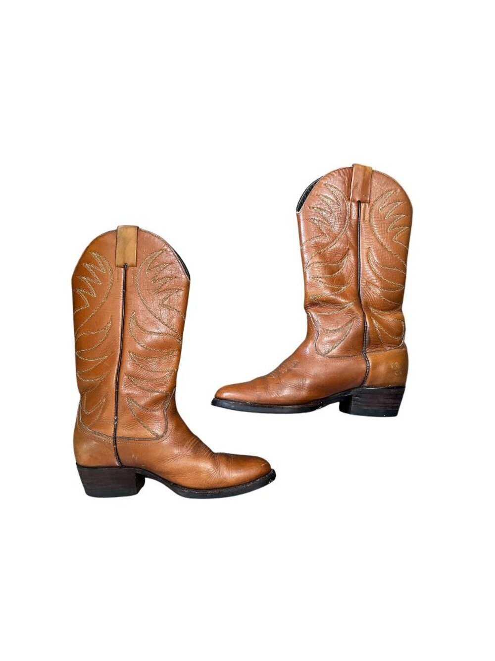 SOLD Vintage West California Leather Cowboy Boots Mens 10 Camel Western Work